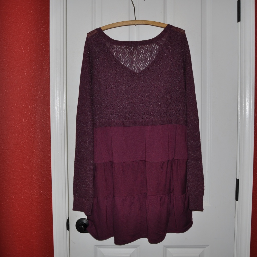 New KNOX ROSE Pointelle Ruffle Hem Sweater Top D6 - Picture 5 of 8
